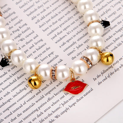 Adjustable Hand-woven Pearl Cat Collar